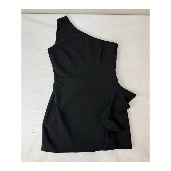 Lovers and Friends Black One Shoulder Ruffle Mini Dress Elegant Cocktail Small - Picture 4 of 10